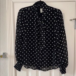 Joie Black and White Polka Dot Blouse